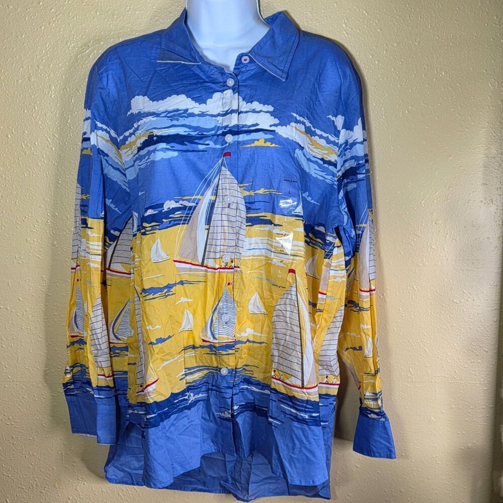 Nautica Jeans Sail Day Cotton Long-Sleeve Shirt - Daffodil Multi